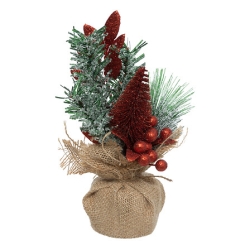 SAPIN PAILLETTES OR ROUGE BLANC H24