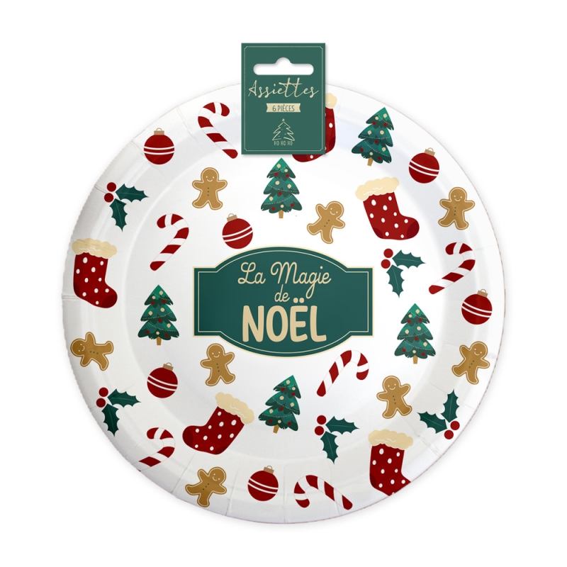 Pack 6 assiettes "magie de noel"