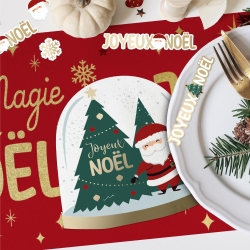 Pack 10 serviettes "boule a neige noel