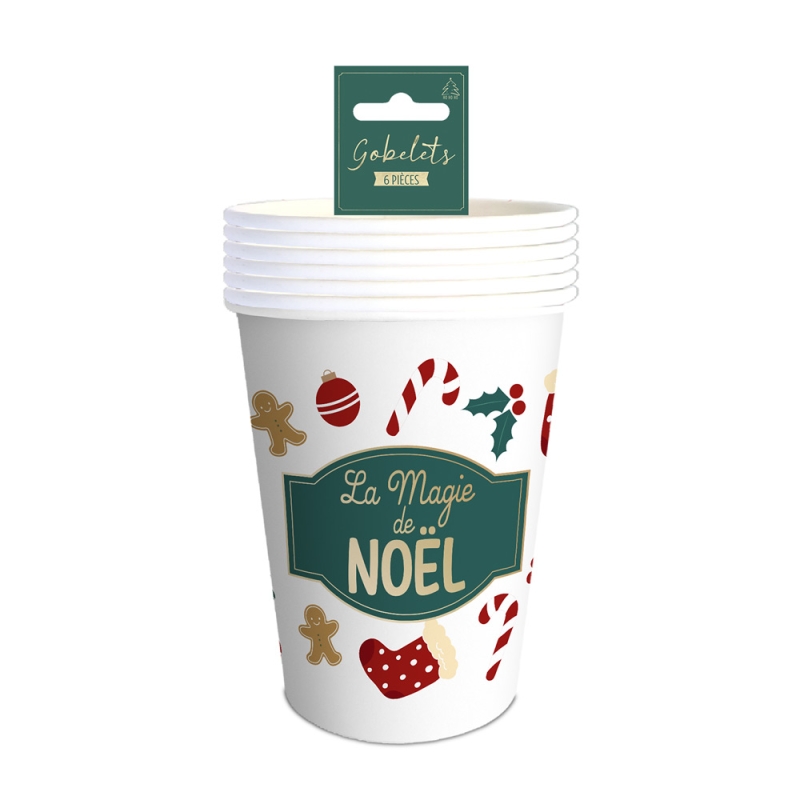 Pack 6 gobelets "magie de noel"