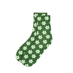 Chaussettes Courtes Paillettes Vert Fleur