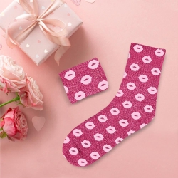 Chaussettes Courtes Paillettes Rose Bouche