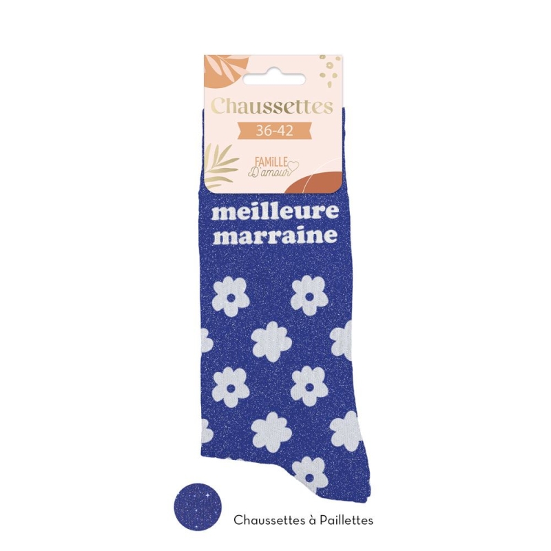 Chaussettes Paillettes Meilleure Marraine