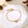 BRACELET DOUBLE RANG COEUR PERLE NACRE BLANCHE OR