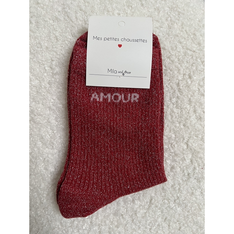 Chaussettes à paillettes " Amour "