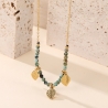 Collier chaine simple avec pierre Turquoise Africaine et feuillages or