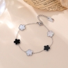 BRACELET SIMPLE 5 FLEURS INTÉRIEUR BLACK WHITE ARGENT