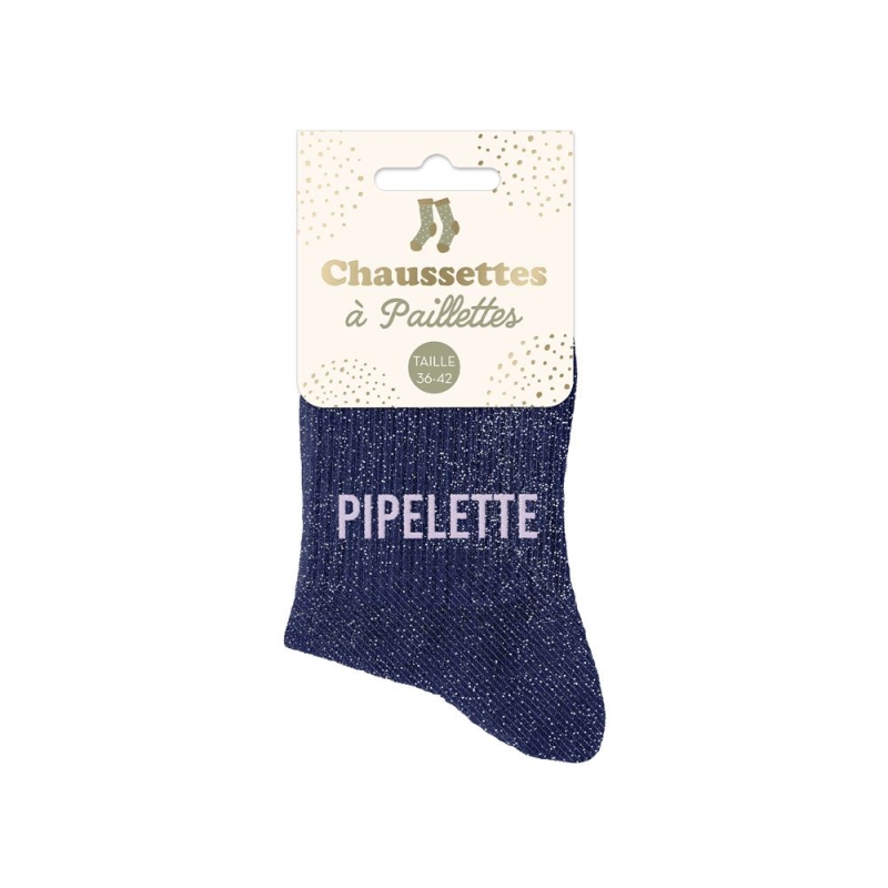 Chaussettes Paillettes Pipelette Bleu