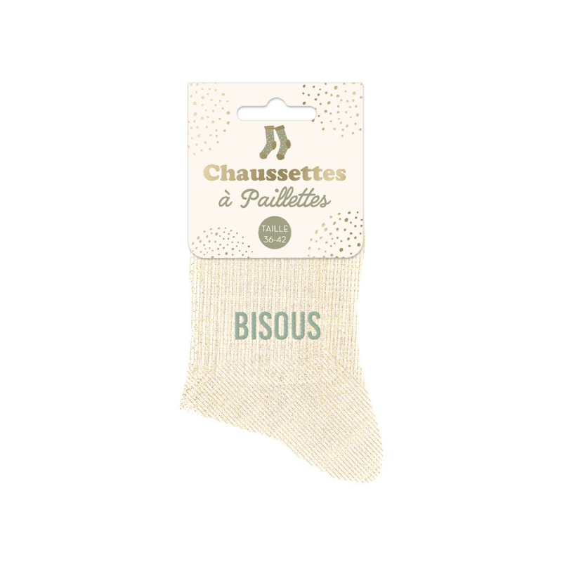 Chaussettes Paillettes Bisous Beige