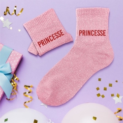 Chaussettes Paillettes Princesse Rose