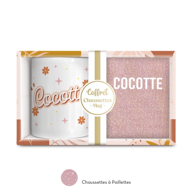 Coffret Mug/Chaussettes Paillettes Cocotte