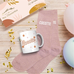 Coffret Mug/Chaussettes Paillettes Cocotte