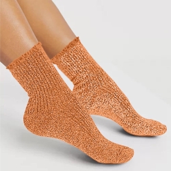 Chaussettes Feston Courtes Paillettes Peche