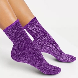 Chaussettes Feston Courtes Paillettes Violet