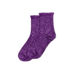 Chaussettes Feston Courtes Paillettes Violet