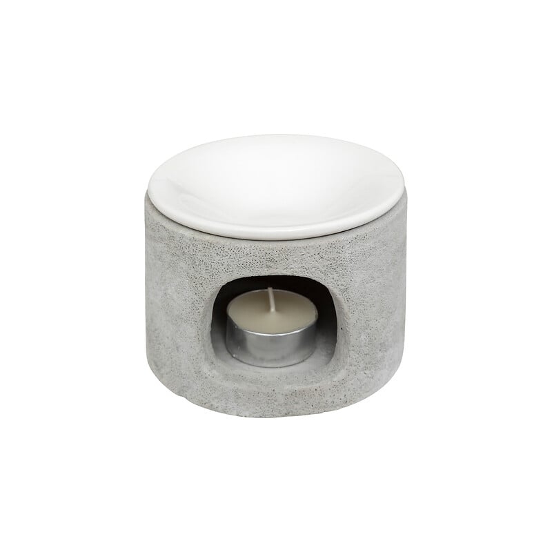 Brûle-parfum Olia ciment et céramique 11cm gris