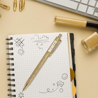 Stylo paillettes doré bichette