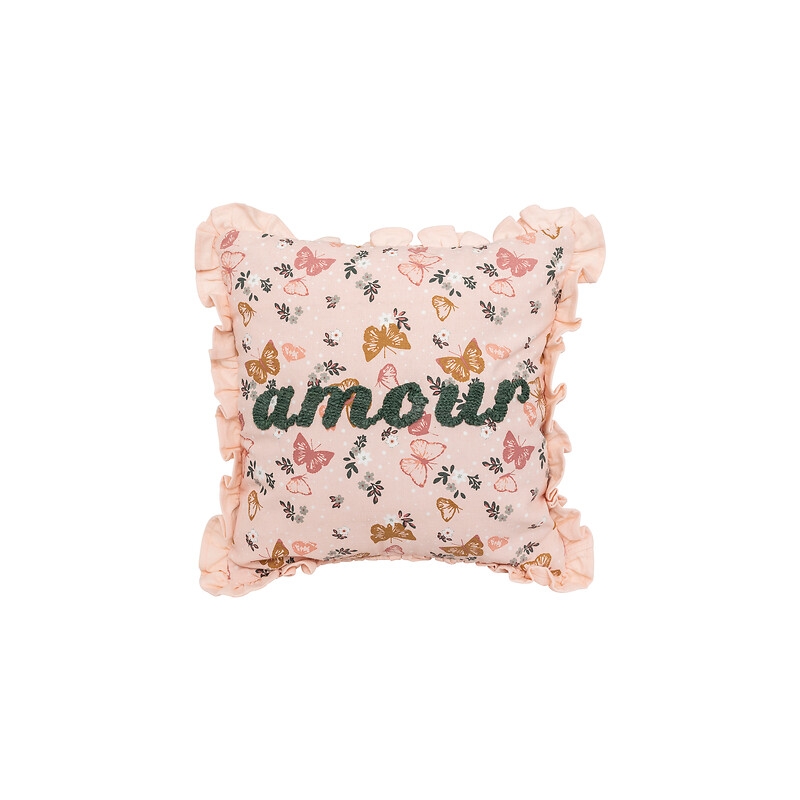 Coussin carré Alina 40 x 40 cm coton brodé AMOUR