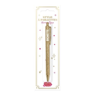 Stylo paillettes doré bichette