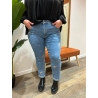 Jeans bleu mon fit brodé fleurs curvy