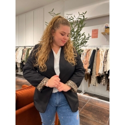 Blazer noir Amanda avec manches léopard curvy