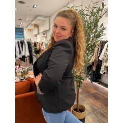 Blazer noir Amanda avec manches léopard curvy