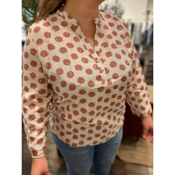 Top boutonné Aude pois et dorure rose curvy