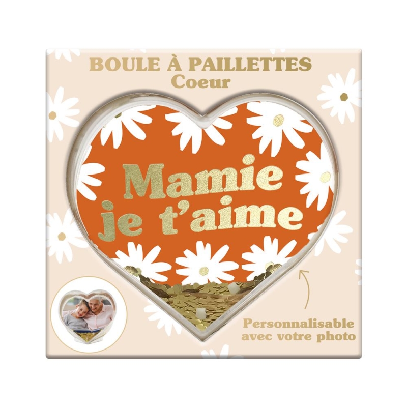 Boule a paillettes coeur mamie