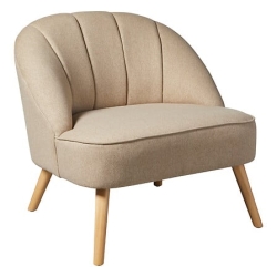 Fauteuil Naova velours pieds bois beige