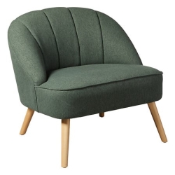 Fauteuil Naova velours pieds bois vert cèdre