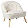 Fauteuil Naova bouclette pieds bois blanc