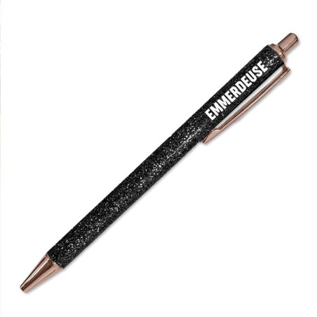 Stylo paillettes NOIR EMMERDEUSE