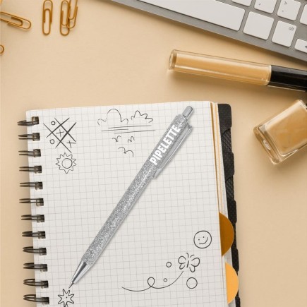 Stylo paillettes ARGENT PIPELETTE