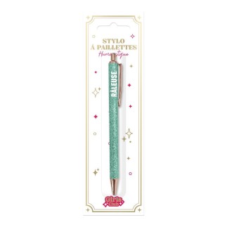 Stylo paillettes turquoise raleuse