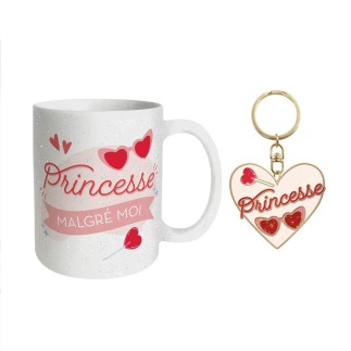 Coffret mug porte cles paillettes princesse