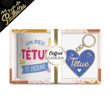 Coffret mug porte cles paillettes tetue Coffret mug porte cles paillettes tetue