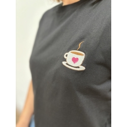 T-shirt Coloré "Coffee Mood" Noir