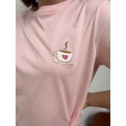T-shirt Coloré "Coffee Mood" Rose