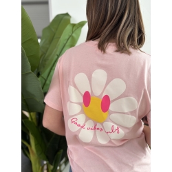 T-shirt Coloré "Good vibes only " Rose