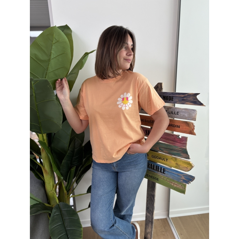 T-shirt Coloré "Good vibes only " Orange
