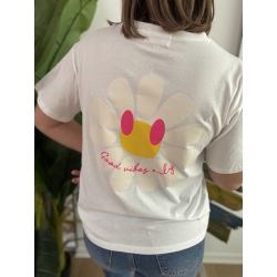 T-shirt Coloré "Good vibes only " Blanc