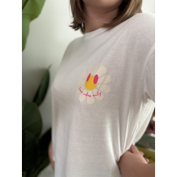 T-shirt Coloré "Good vibes only " Blanc
