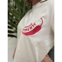 T-shirt Coloré "Amour Pimenté" Blanc
