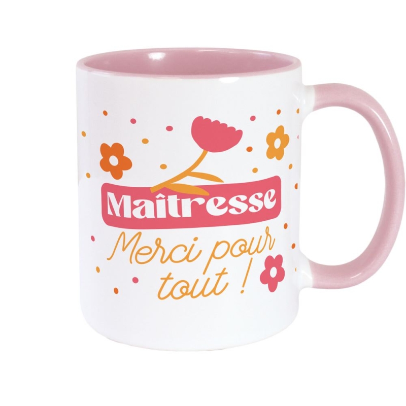 Mug rose maitresse merci