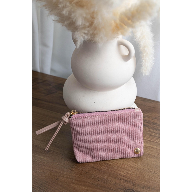 Porte monnaie velour rose