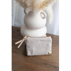Porte monnaie velour beige