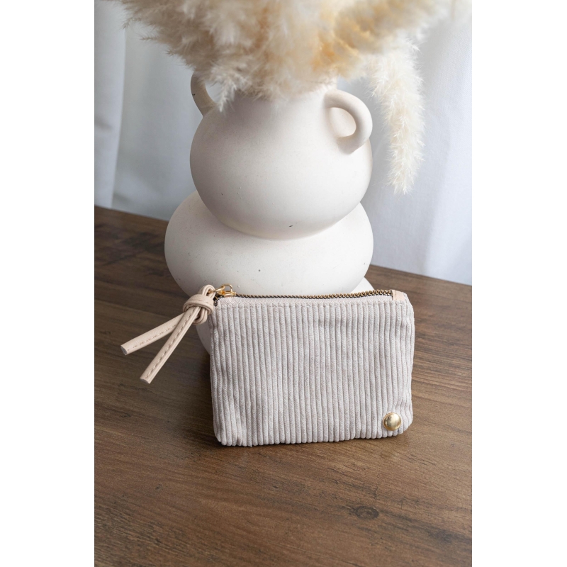 Porte monnaie velour beige