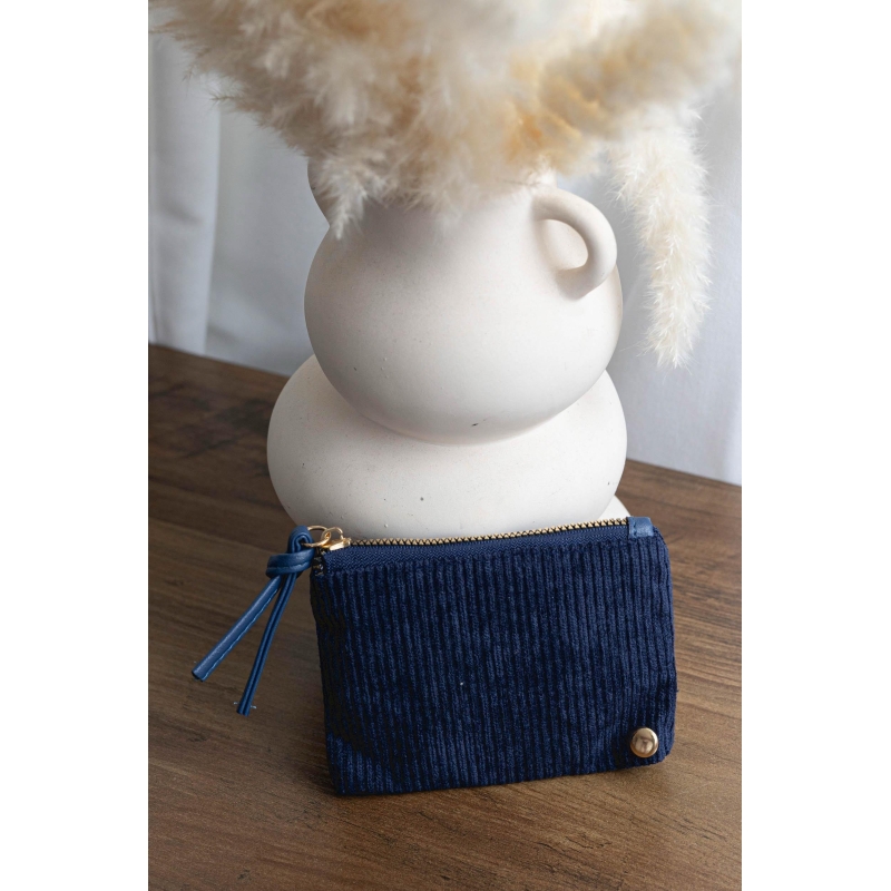 Porte monnaie velour bleu