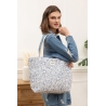 Grand sac bleu et blanc - Motifs Feuilles