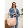 Grand Sac Corail et Blanc - Motif fleurie